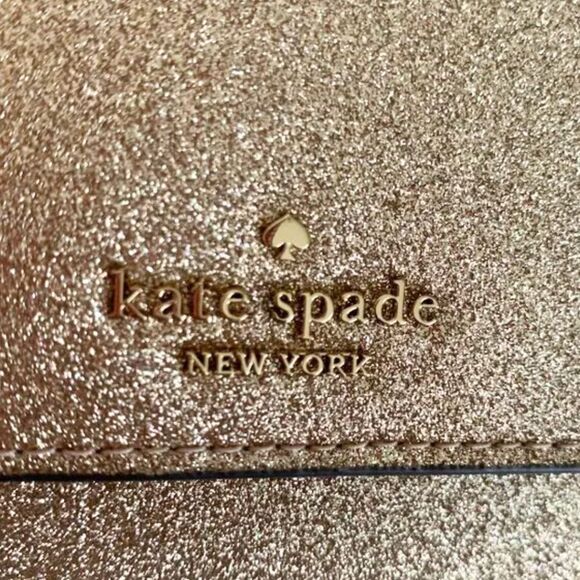 Kate Spade Gold Tone Glitter Glimmer Flap Wristlet Wallet NEW - Picture 3 of 9